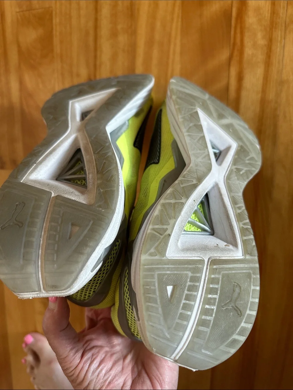 Puma Bright Yellow Mesh Running Sneakers with Black Formstrip
